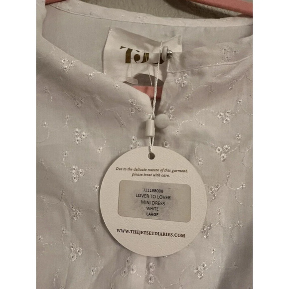 NWT The Jet set Diaries Mini Dress Size Large White Eyelet - Picture 7 of 8